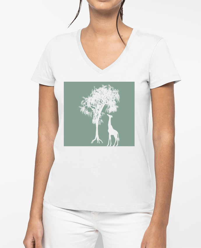 T-shirt femme col V Girafe par Les Caprices de Filles