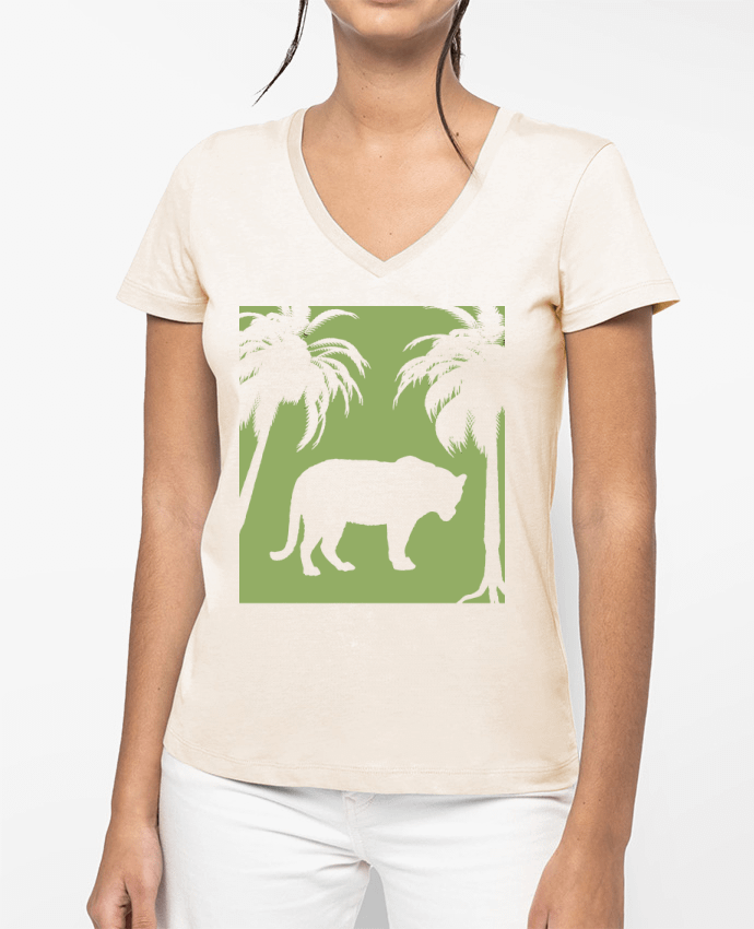 T-shirt femme col V Jungle verte par Les Caprices de Filles