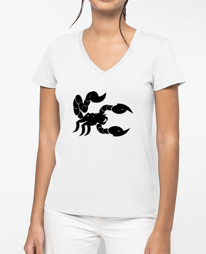 T-shirt femme col V Scorpion Noir par Nacey