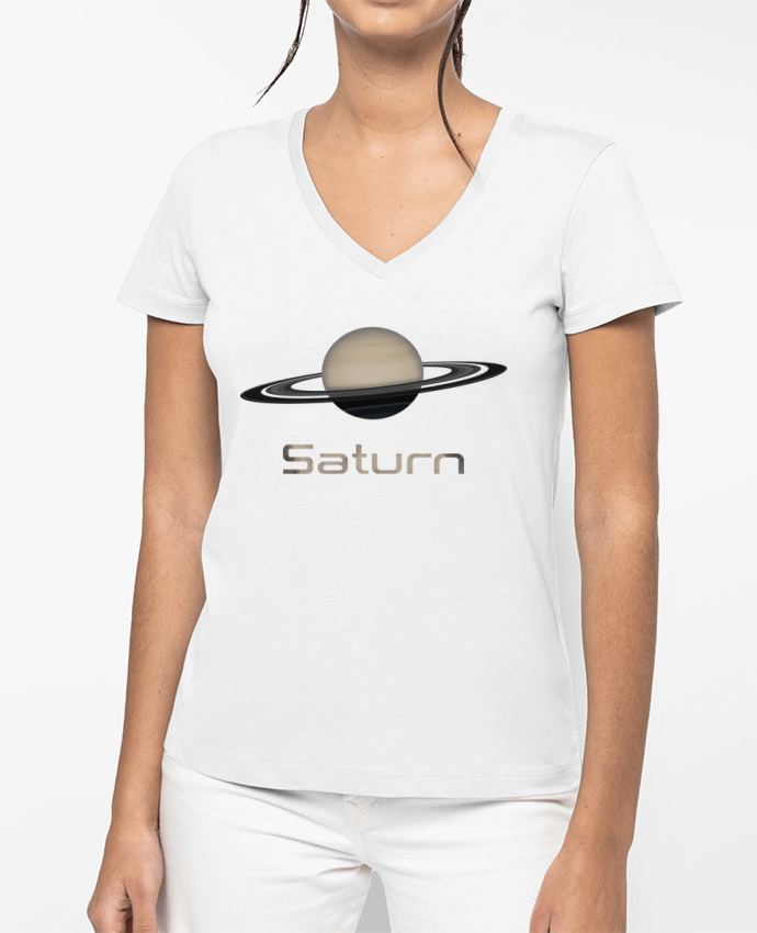 T-shirt femme col V Saturn par KronoArt