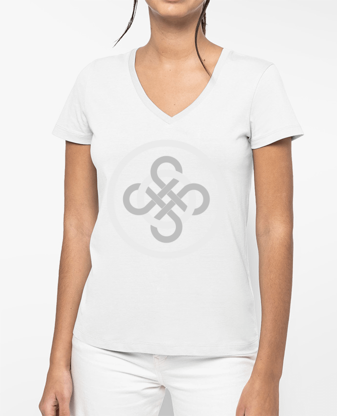 T-shirt femme col V Noeud celtique par KronoArt