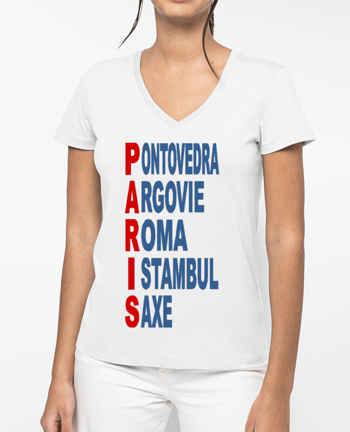 T-shirt femme col V TOURISME  EUROPE par FIRST  STAR