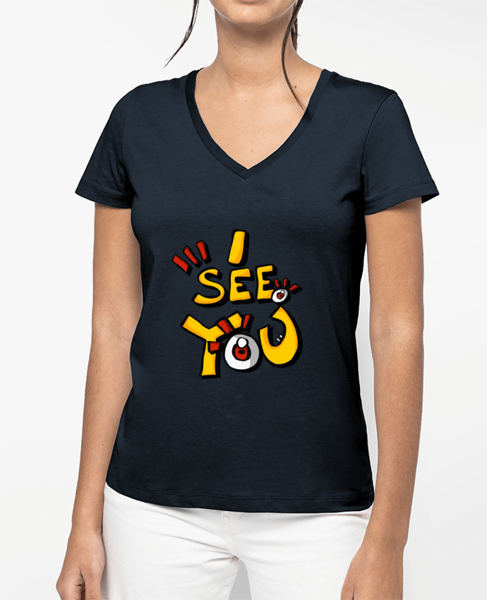 T-shirt femme col V I see you par Geia