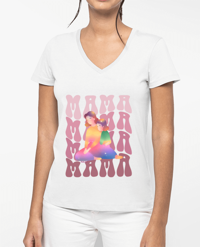 T-shirt femme col V MAMÁ par Diseños jeen