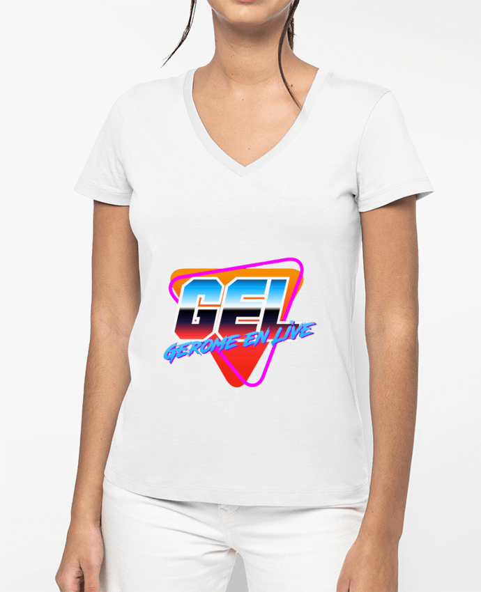 T-shirt femme col V Logo GEL classic par Gerome En Live
