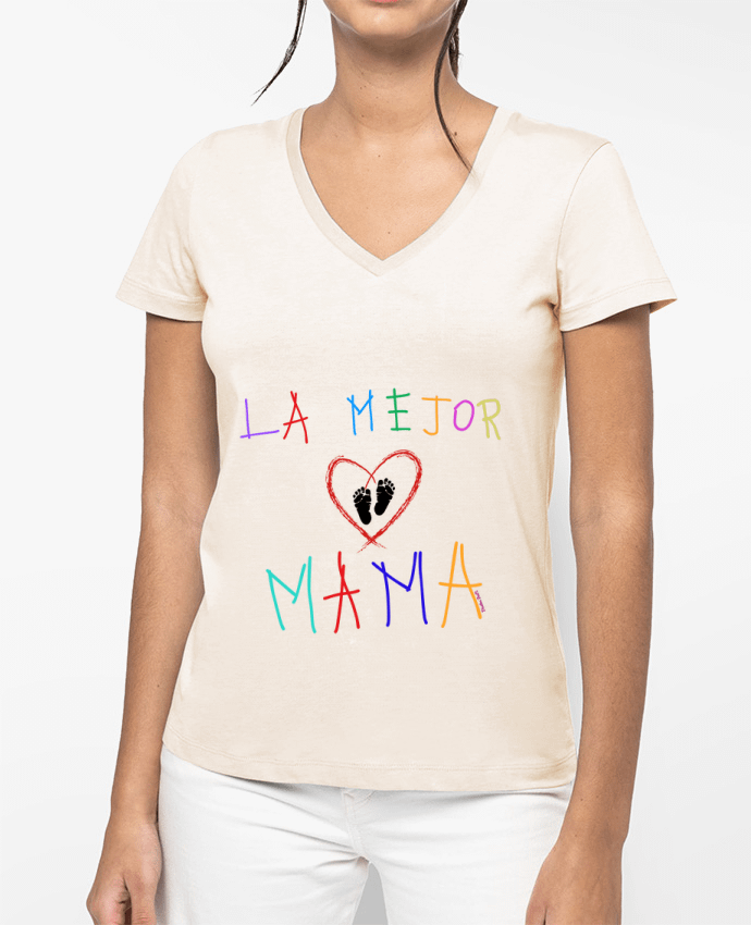 T-shirt femme col V La mejor MAMA par Diseños jeen