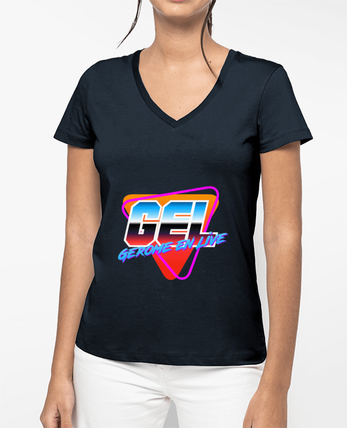 T-shirt femme col V Logo GEL classic par Gerome En Live