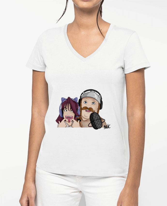 T-shirt femme col V Les Bouilles En Live par Gerome En Live