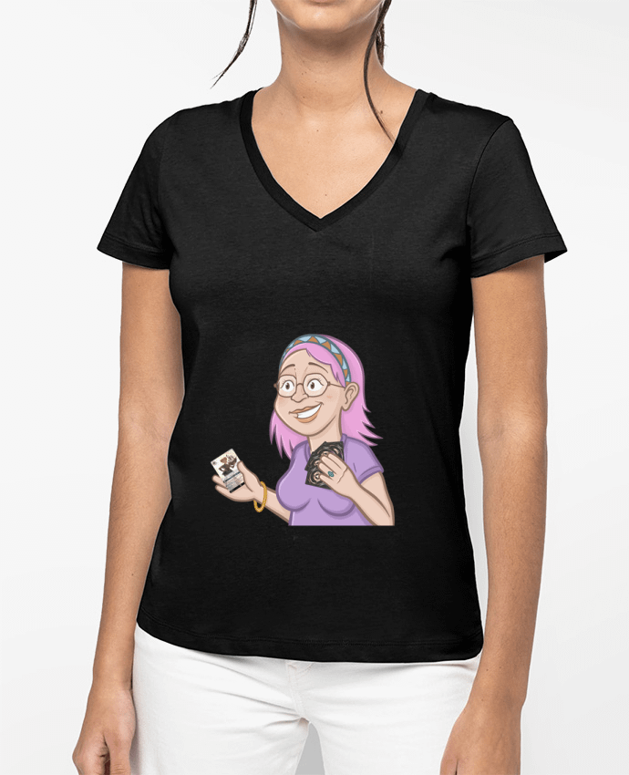 T-shirt femme col V Sandy avec une carte par Gerome En Live