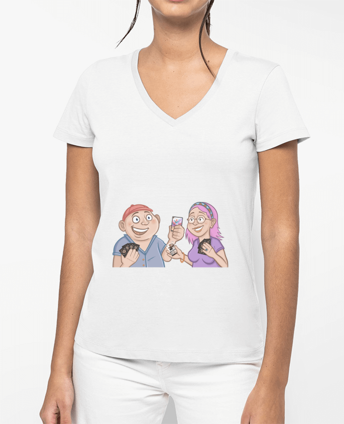 T-shirt femme col V Les Bouilles Lorcana Duo par Gerome En Live