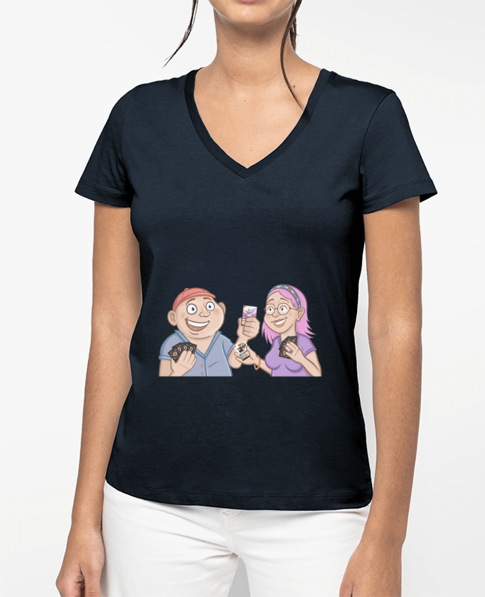 T-shirt femme col V Les Bouilles Lorcana Duo par Gerome En Live