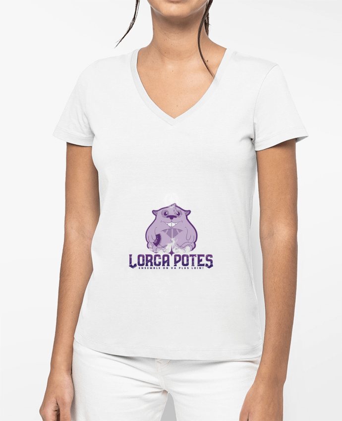 T-shirt femme col V Lorca'Potes avec Popote par Gerome En Live