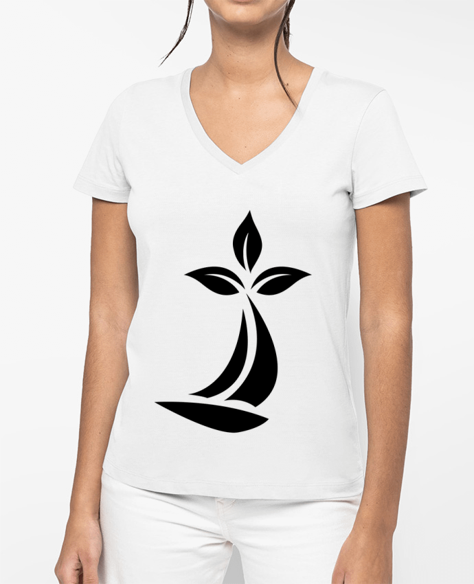 T-shirt femme col V Hermine Surf par Graphic Vision