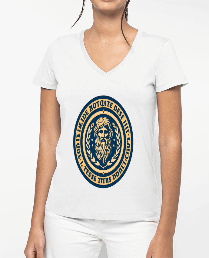 T-shirt femme col V Portrait d'un philosophe inconnu par Killmooze