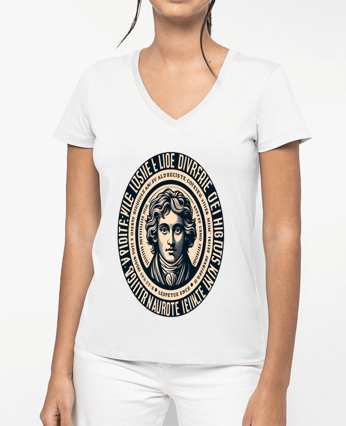 T-shirt écoresponsable col V femme Portrait vintage d'un inconnu by Killmooze