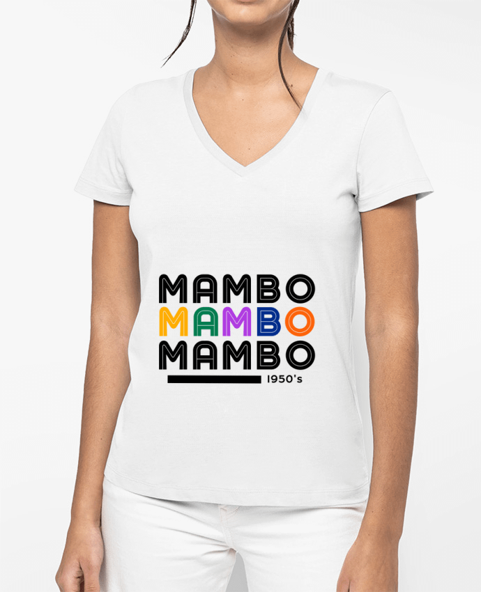T-shirt femme col V Mambo 3 retro 1950 par my-dance