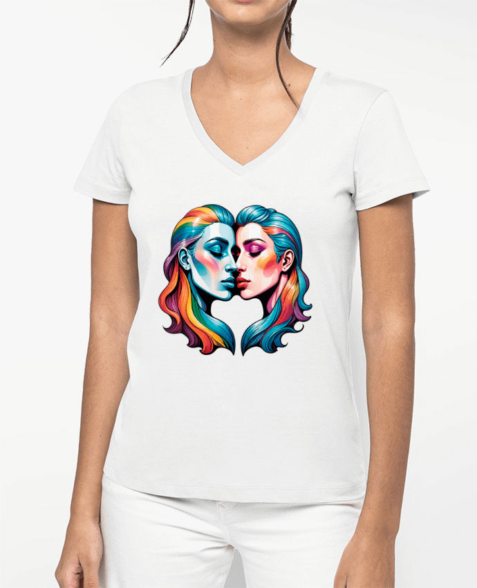 T-shirt femme col V LOVE WITHOUT LIMITS par 33designerarte