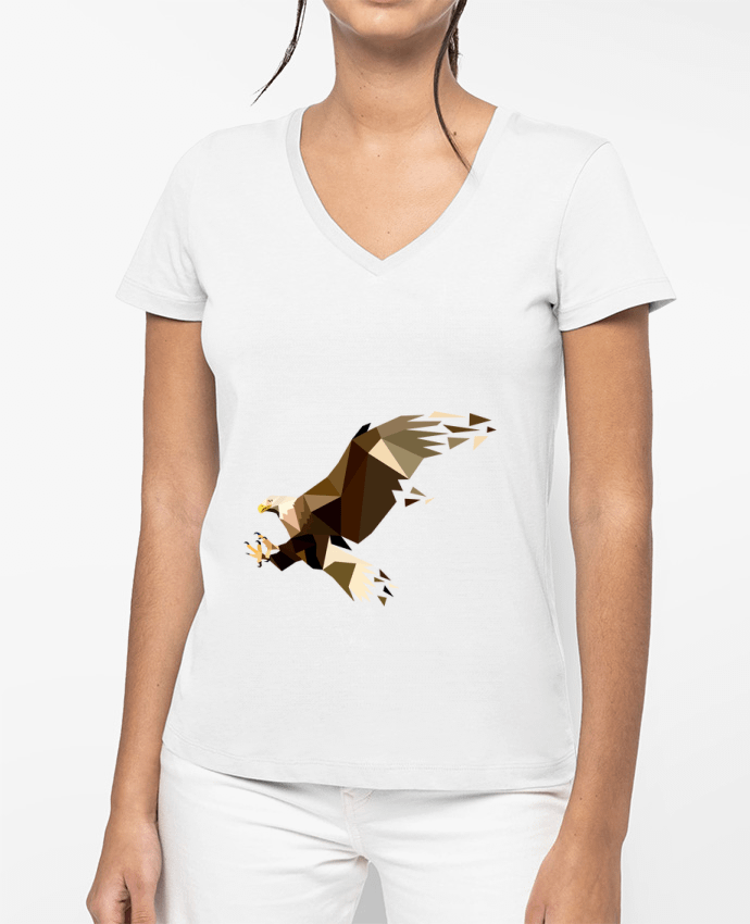 T-shirt femme col V Aigle par MozKat Studio
