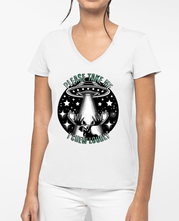 T-shirt femme col V Please take me par Mona Designs
