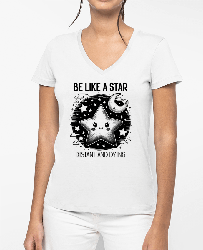 T-shirt femme col V Be like a star par Mona Designs
