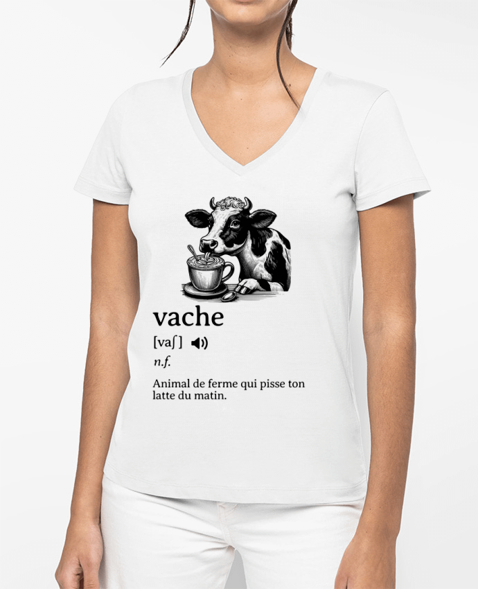 T-shirt femme col V Vache définition par Mona Designs