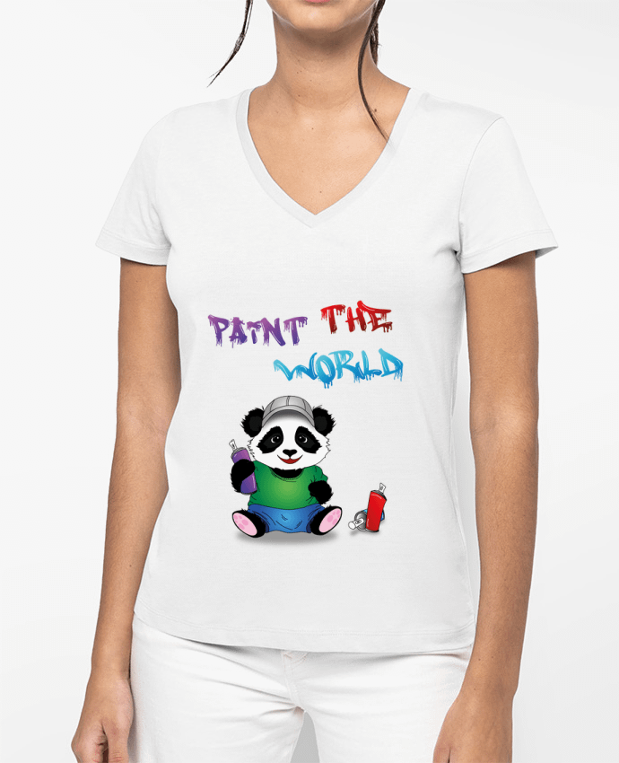 T-shirt femme col V Paint The World par 50NuancesDeGraph