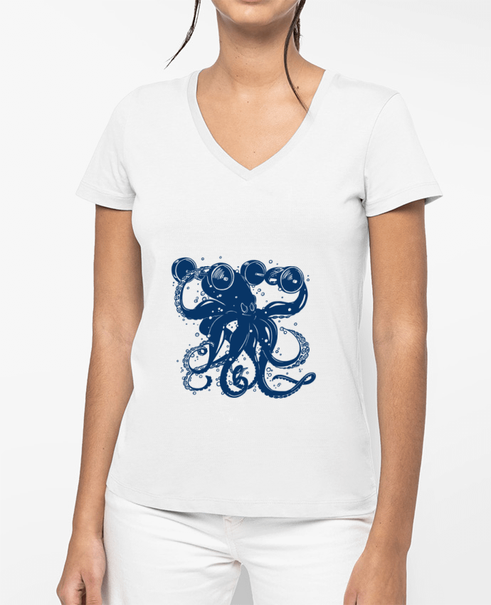 T-shirt femme col V Kraken sportif par TOMI AX