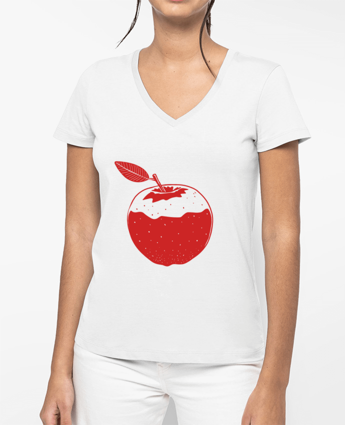 T-shirt femme col V Pomme rouge par TOMI AX
