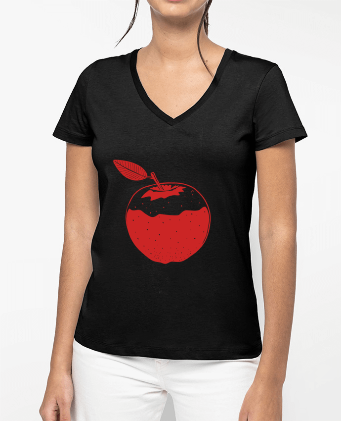 T-shirt femme col V Pomme rouge par TOMI AX