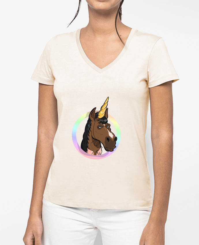 T-shirt femme col V Licorne, fake par TOMI AX