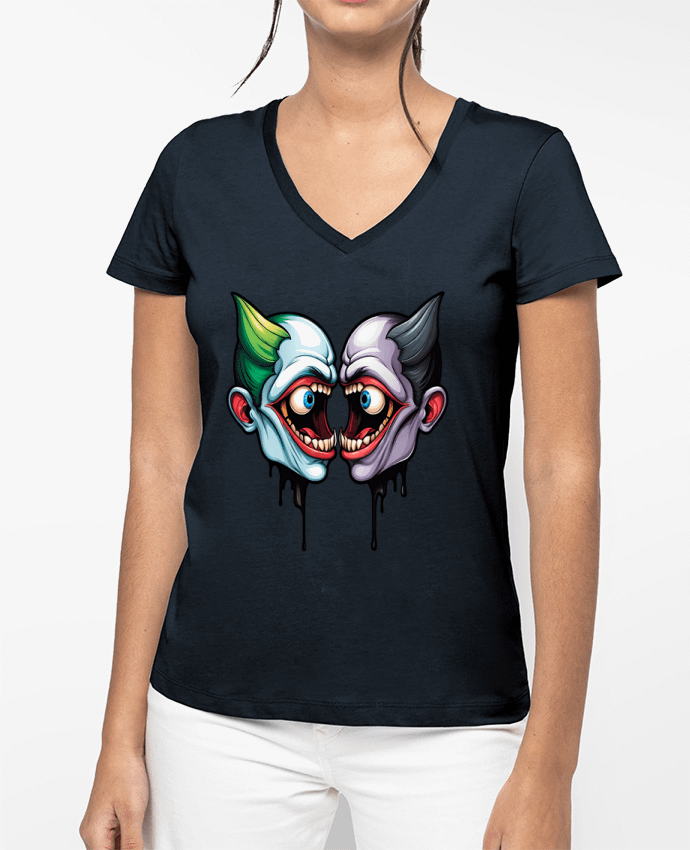 T-shirt femme col V MOUTH WITH EYES par 33designerarte