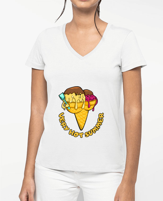 T-shirt femme col V Very hot summer par Darkafreak