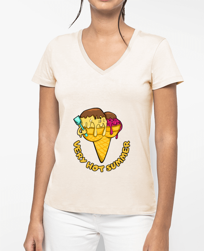 T-shirt femme col V Very hot summer par Darkafreak