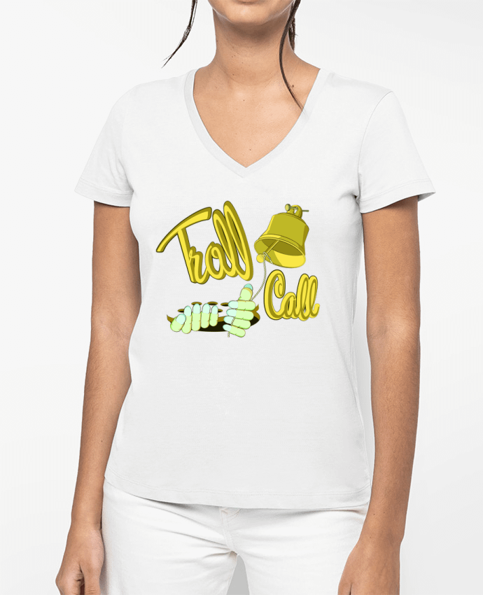 T-shirt femme col V TROLL CALL par Santiaguen
