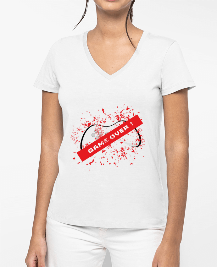 T-shirt femme col V GameOver par UnPetitPixel