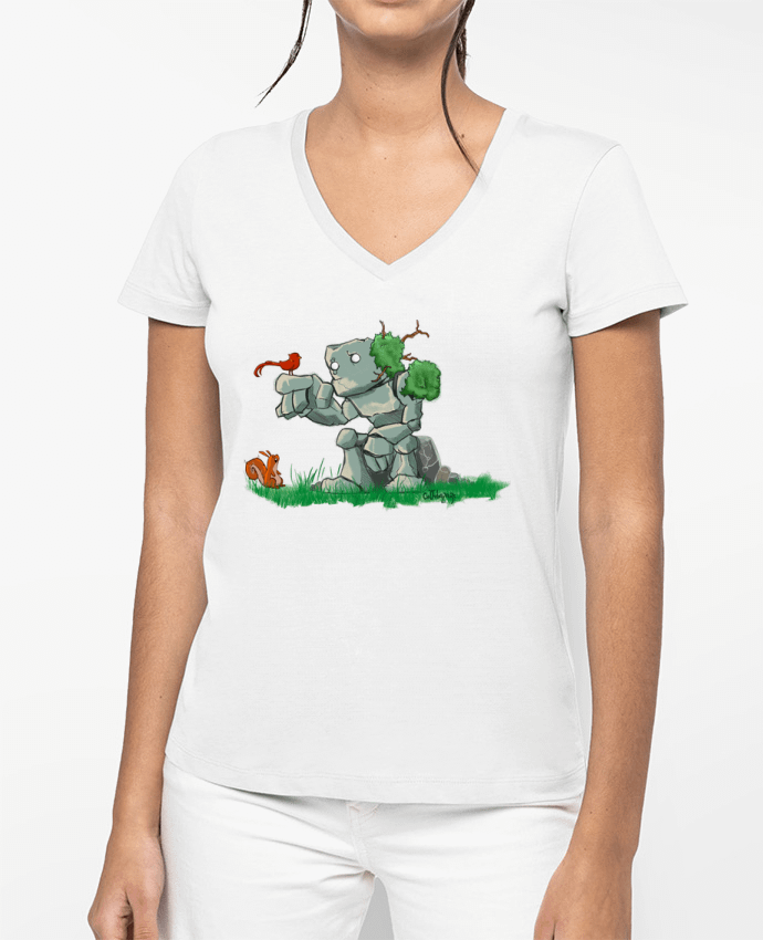 T-shirt femme col V Golem Printanier par Chovbazart