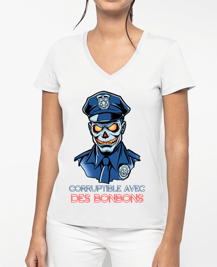 T-shirt femme col V Corruptible Avec Des Bonbons par Phocea Editions