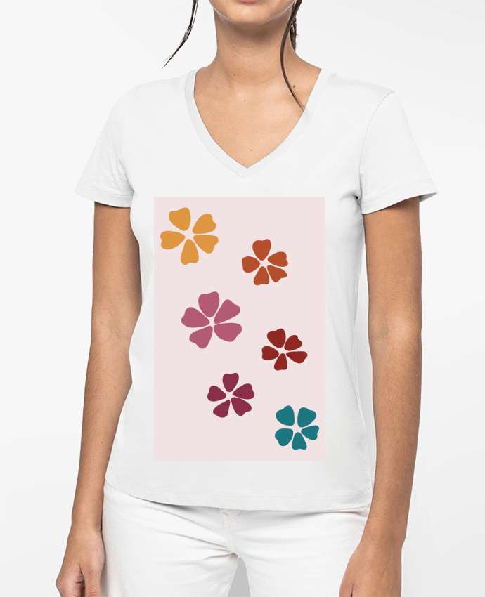 T-shirt femme col V Fleurs par Clemence_Bellay