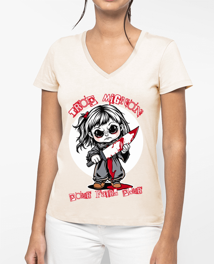 T-shirt femme col V Trop Mignon Pour Faire Peur par Phocea Editions