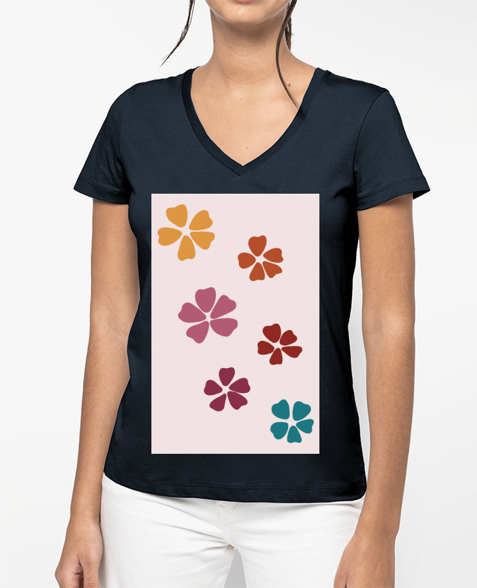 T-shirt femme col V Fleurs par Clemence_Bellay