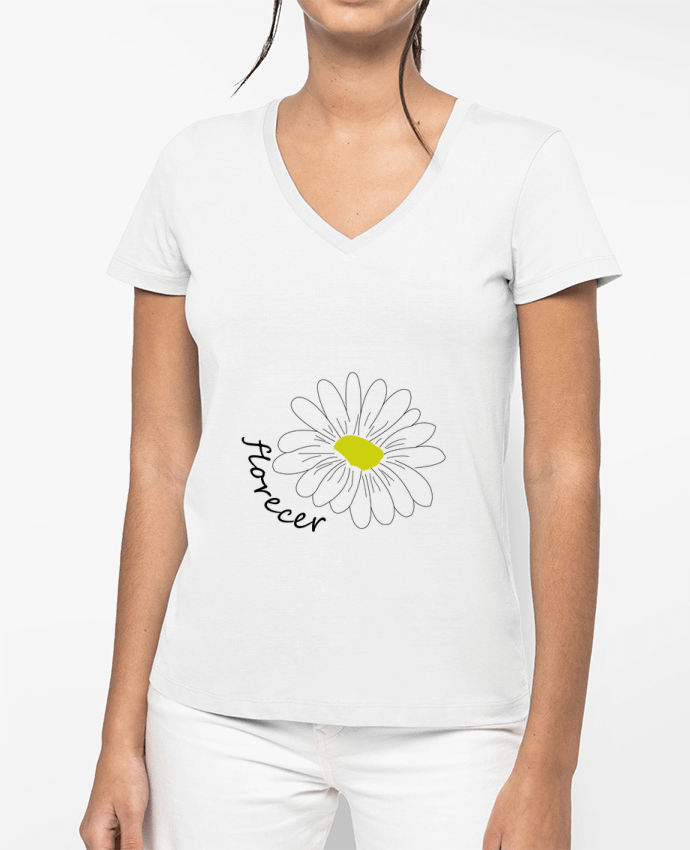 T-shirt femme col V Florecer par Julivez 