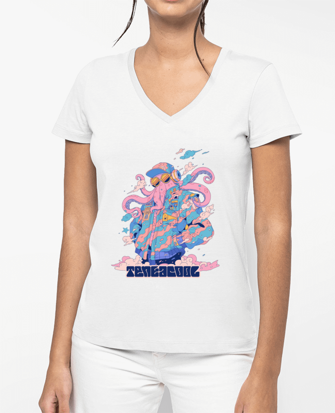 T-shirt femme col V Tentacool par Frama