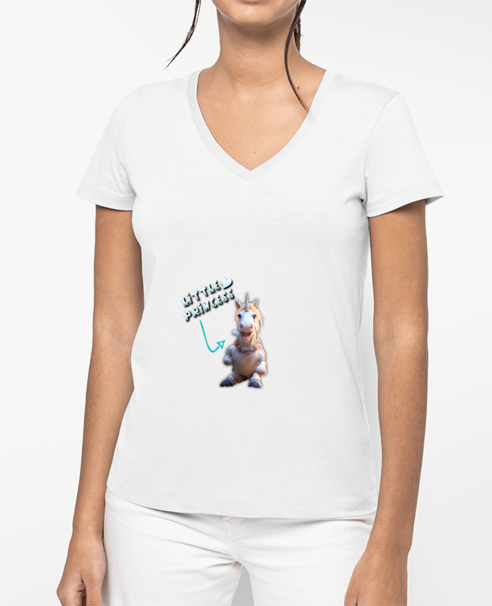 T-shirt femme col V Little Princess par El Julo