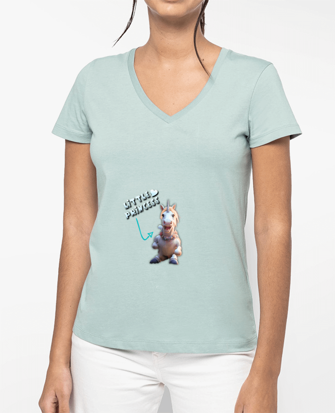 T-shirt femme col V Little Princess par El Julo