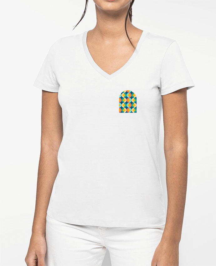 T-shirt femme col V Blink Mozaik par GRAFIT