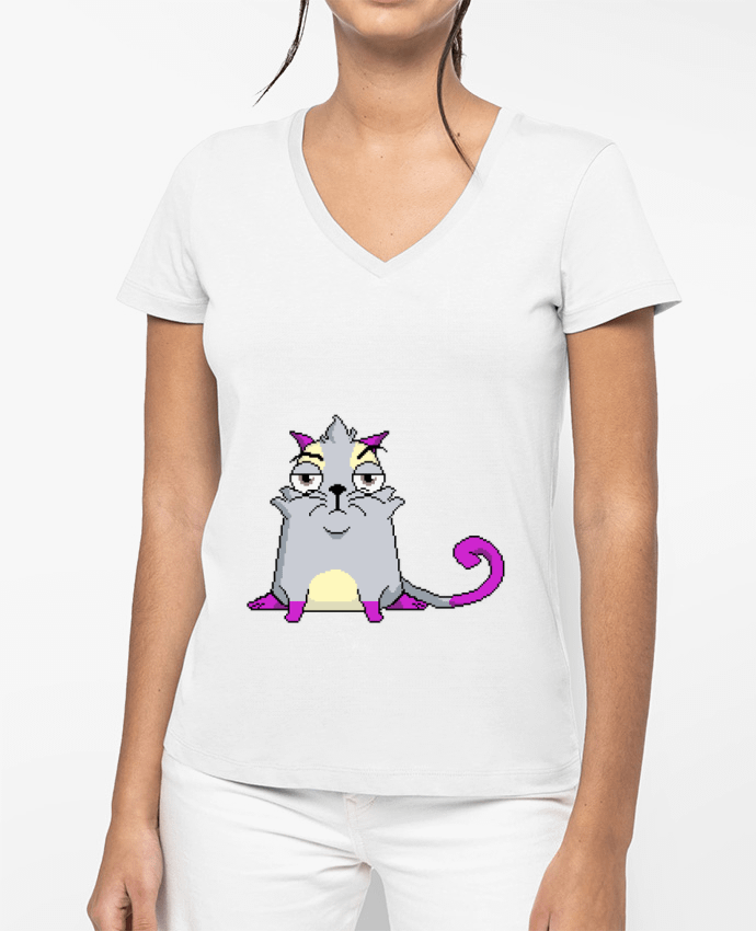 T-shirt femme col V Pixil Cryptokitty par Arturoz