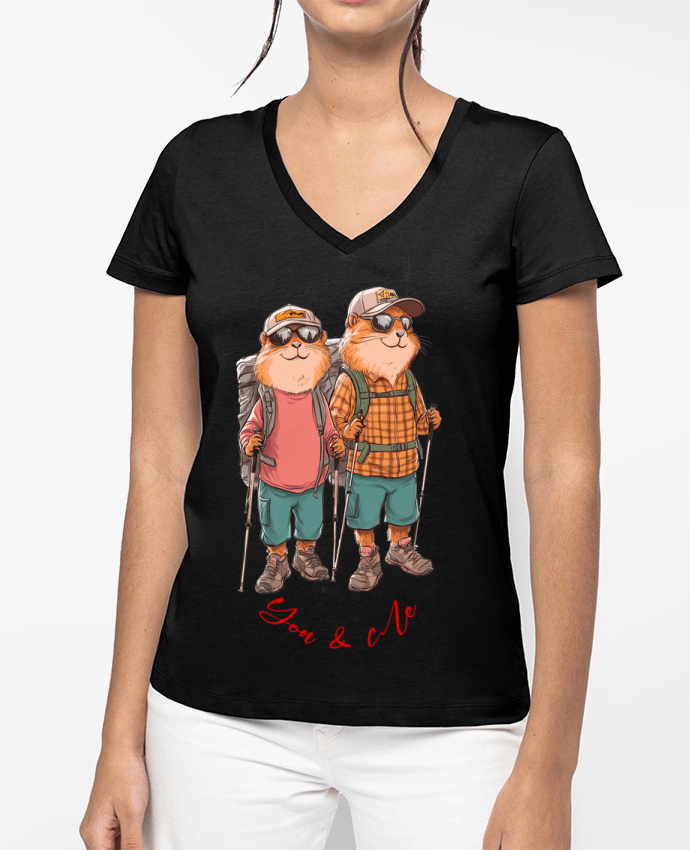 T-shirt femme col V You and Me par K-art-S