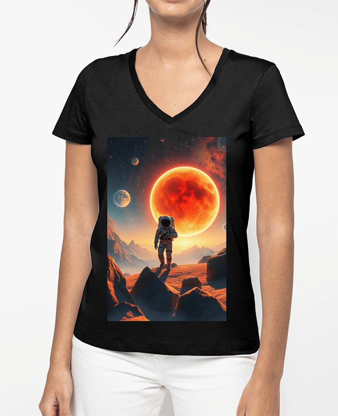 T-shirt femme col V space par design.aurora