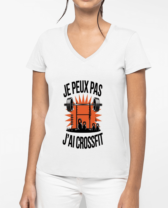 T-shirt femme col V je peux pas j'ai crossait par bwilfy