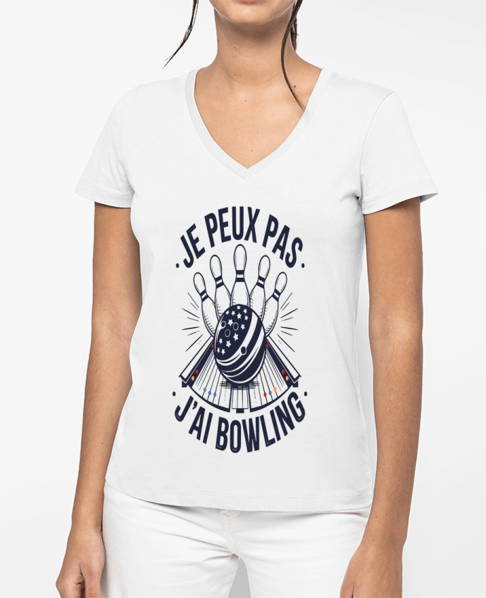T-shirt femme col V je peux pas j'ai bowling par bwilfy